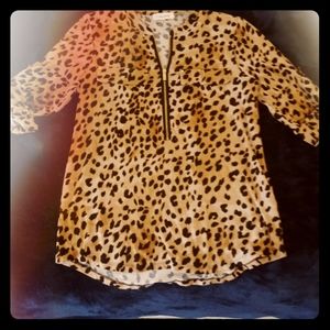 🔴EVERYTHING MUST GO 🔴 Calvin Klein Leapord Print Zip Up Blouse